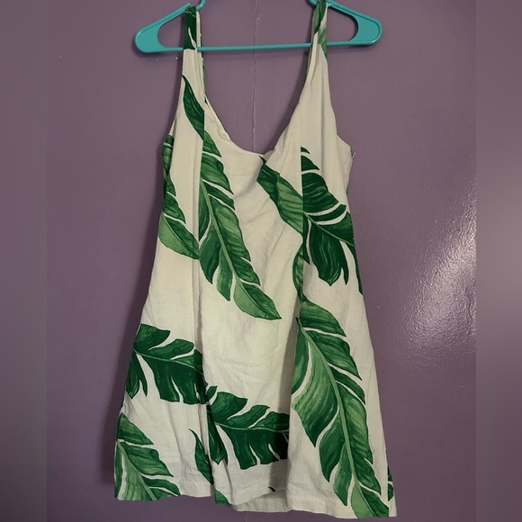H&M Green Leaf Print Mini Dress - Picture 2 of 4